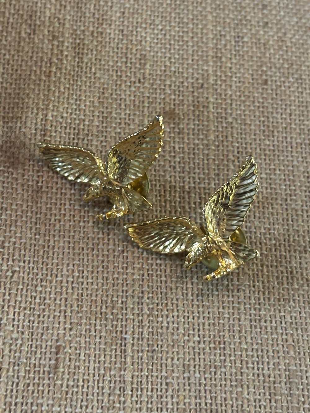 Vintage Eagle Pin Lot of 2 Gold Tone Metal